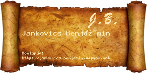 Jankovics Benjámin névjegykártya
